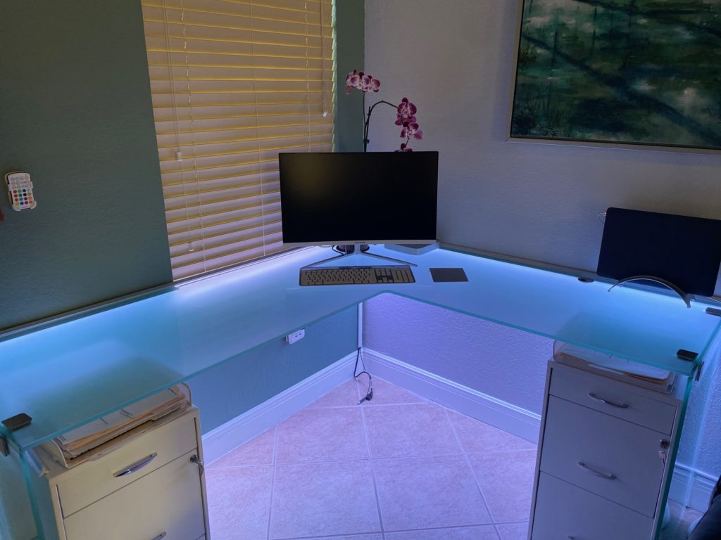Glass Desktop with LED Lights