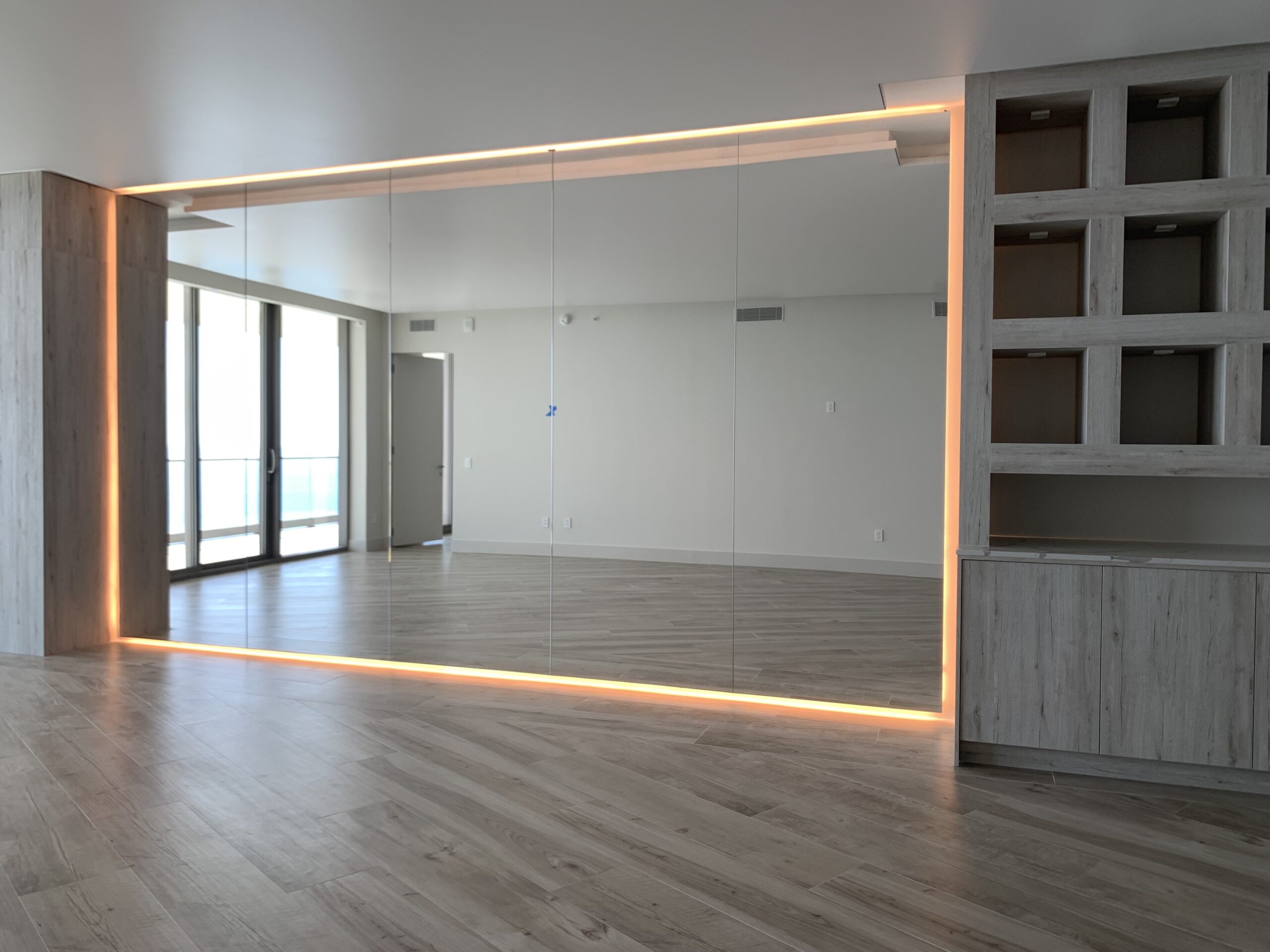 Wall mirror with LED lights